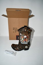 Roman LED Lighted Swirl Cowboy Boot and Santa Tabletop Décor #137125 NWT picture