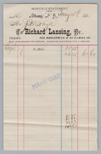 1884 Richard Lansing Albany NY Monthly Statement Billhead Receipt Ephemera Docum picture