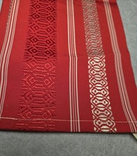 Japanese Obi Belt Red White Woven Geometric Hakata Style Kimono Vintage 58x6 picture