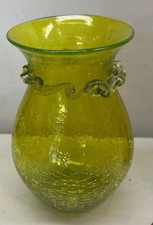 Kanawha Yellow Mid Century Crackle Glass Pitcher picture