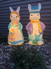 Vintage Easter Bunny Couple – Set of 2 🐰🌷 Adorable Vintage Easter Blow Molds picture
