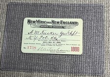 1888 New York & New England Railroad Annual Pass – Executive Issue picture