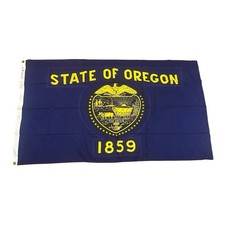 VINTAGE 100% Cotton 3x5 Oregon State Flag Dettra Bulldog Dead Stock Stitched USA picture