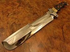 CUSTOM HANDMADE SPRING TOOL STEEL PREDATOR HUNTING BOWIE KNIFE & LEATHER SHEATH picture