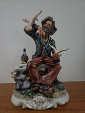 VTG SIGNED Capodimonte Meneghetti Figurine Porcelain Doll Man & Pigeons picture