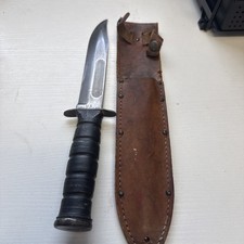 Vintage US Utica Cut Co Military Combat Knife Vietnam Era Leather Sheath picture