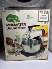 Vtg NEW 1979 Sunbeam Vista Mixmaster Retro 701-100 Chrome Stand Mixer 12 Speed picture
