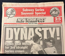 DYNASTY Oct 27, 2000 NY POST Yanks beat Mets To Win World Series 24 page Special picture