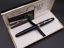 Omas A.M. Fountain Pen 87 Blue Briar Wood Full Set NOS - 14k Nib picture