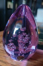 VINTAGE KONST GLASHYTTAN URSHULT PURPLE BUBBLE STUDIO ART GLASS PAPERWEGHT (T) picture