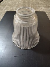 Glass Lamp Light Shade - Ribbed - Beaded - Holophane - Great Cond. picture