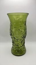 Vintage Avocado Green Crinkle Glass 9.5