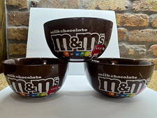M&M's Milk Chocolate Brown Ceramic Bowl Set of 3 Candy & Nuts Theme 2024 MINT picture