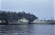 Orig 1967 Slide Oslo Harbor Ships Akershus Fortress Veritas-Ruten Norway H139 picture