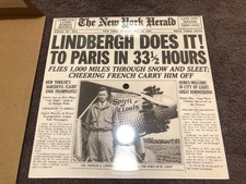 LINDBERGH / PICTURE DISC / FRONT PAGE NEW YORK HERALD / 45 RPM picture