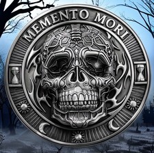 Silver Memento Mori Coin 3D Coffin and Skull Stoic Challenge Coin Gifts For Men picture