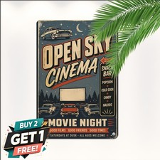 Retro Drive-In Cinema Theatre Bold Movie Ticket Metal Tin Sign picture