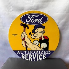 Vintage Ford Authorized Service  Popeye Hammer Heavy Metal Sign - 19.7