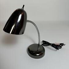 Vintage 1950's MCM Atomic Gooseneck Desk Lamp With Metal Punched Shade picture