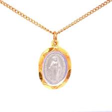 Two Tone Sterling Silver Miraculous Medal 0.625in Features 18in Long Chain picture