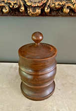 VINTAGE EARLY 1900's AMERICANA HANDCARVED WOOD PAINTED TABACCO JAR picture