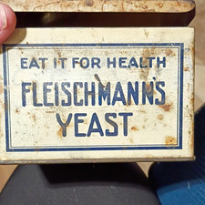 Fleischmann's Vintage White/Blue Advertising Tin Box w/ Lid 