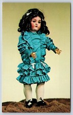 Antique German Bisque Porcelain Doll W/ Blue Dress By CM Bergman~Vintage PC picture