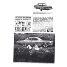 New 1961 Chevrolet Biscayne Or V8 Sedan Full Size Car Print Advertising picture