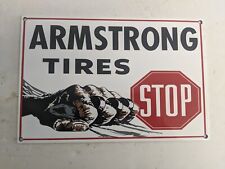 OLD VINTAGE ARMSTRONG TIRES PORCELAIN ADVERTISING SIGN WHEELS TIRE picture