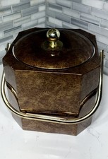 VTG  Mid Century Modern 1960's Georges Briard Tortoise Ice Bucket w Gold Handle picture