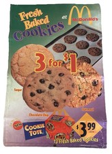 McDonalds Sign Cookie Promo Poster Cookie Tote Large 35x23” Vinyl 2000 Vintage picture
