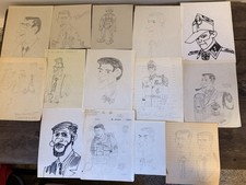 WWII 11th Airborne Roy Marriott Original Drawing Archive 12pcs 1945-49 picture