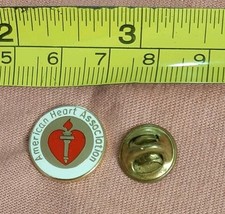 Vintage  AHA American Heart Association Logo Gold Tone Enamel Lapel Pin picture