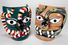 Important Pair of Victoriano Salgado,  Michoacan Mexico Lacquer Serpent Masks picture