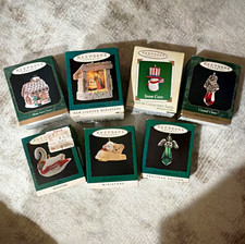 Lot: 7 Vintage Hallmark Keepsake Miniature Christmas Ornaments w/ Original Box picture