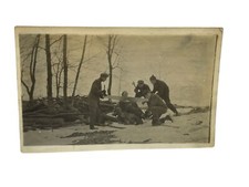 Antique Snapshot Photograph 1920s Young Men Hand Saw Axe Group Prank Photo picture