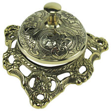 Polished Brass Hotel Counter Desk Call Bell Antique Victorian Style Service Ring picture