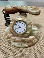 Unique Green Onyx Phone Shaped Crystal Working Clock Rock picture