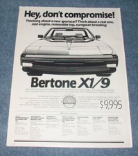 1985 Bertone X1/9 Vintage Ad 