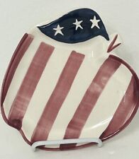 Vintage Laurie Gates 1996 Patriotic USA Flag Apple Dish-Los Angeles Potteries picture