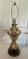 Antique Table Lamp Capodimonte Style Italian Porcelain Cherub Relief picture