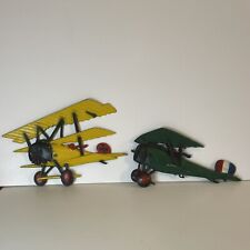 Vintage 1975 Cast Metal Airplane Wall Plaques For Decoration Set Of 2 Homco USA picture