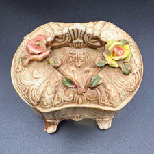 Vintage Italian Capodimonte footed Porcelain Trinket Box. Old and beautiful picture