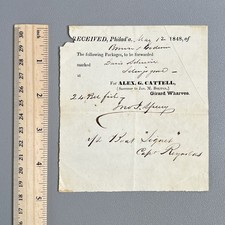 1848 Philadelphia Girard Wharves Shipping Receipt Alex Cattell Fish Ephemera PA picture