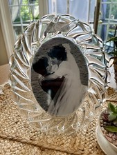 Vintage Mikasa Peppermint Clear Crystal Oval Picture Frame 5x7 Germany 10.75 picture