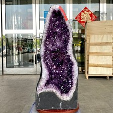 51.25LB Large Natural Amethyst Geode Quartz Crystal Cluster Cathedral Energy picture