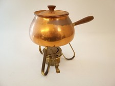 Vintage Tagus Portugal copper fondue pot + lid+ burner picture