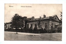 Postcard Mława Szkola Handlowa 1915 Field Post Office Poland picture