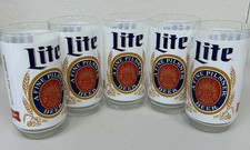 Set of 5 Vintage Miller Lite Classic Logo Glass Beer Mugs/Glasses 5.5