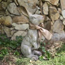 Rustic Resin Garden Bunny Rabbit with Nose Up Figurine Statue 20